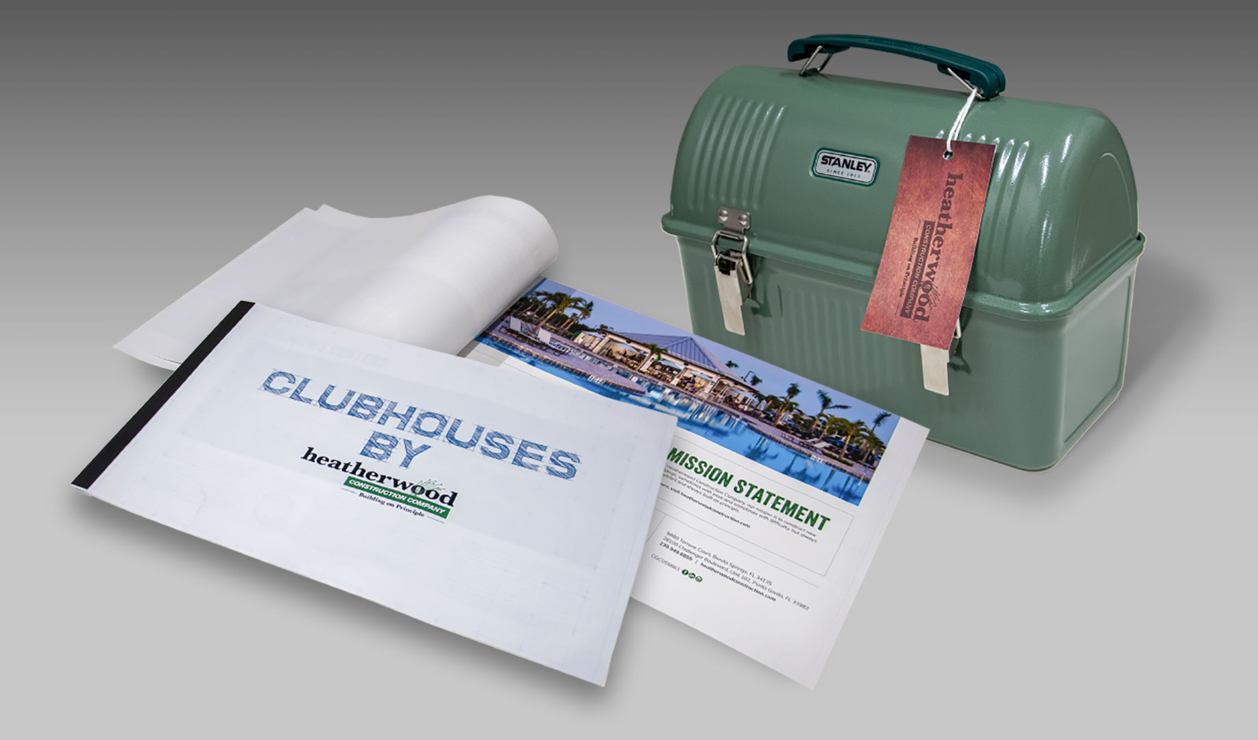 Heatherwood Construction – Lunch Box Brochure Clubhouses